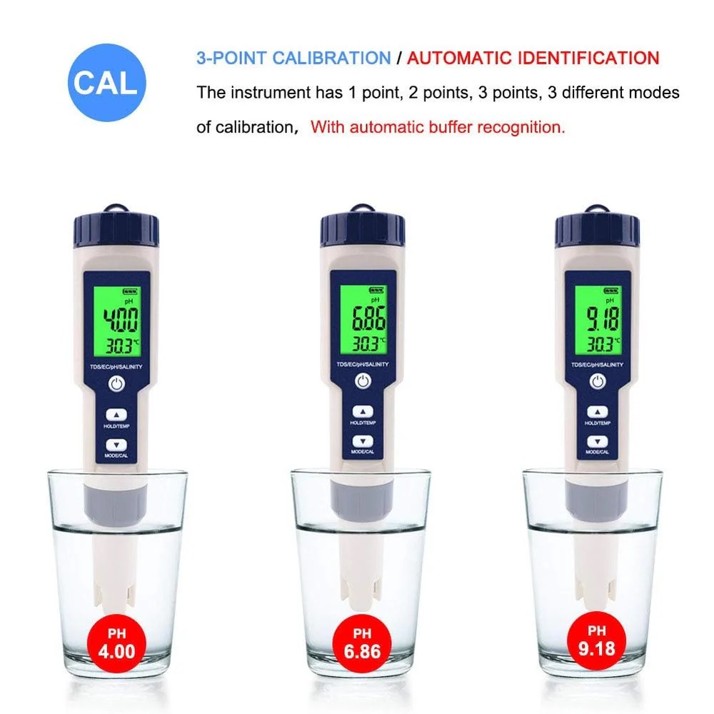 True Sense PH Salinity TDS EC Temperature Meter, 5 in 1