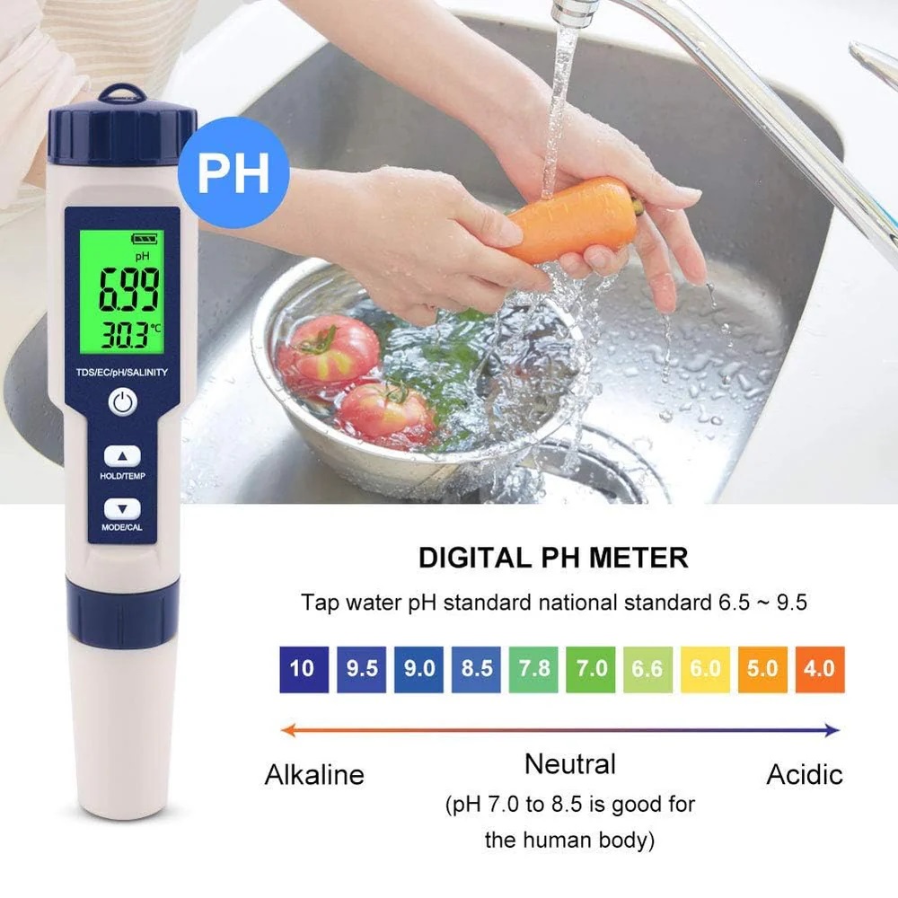 True Sense PH Salinity TDS EC Temperature Meter, 5 in 1