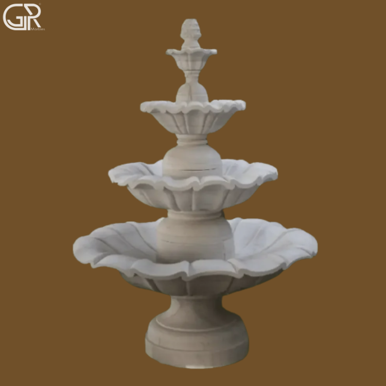 Marble White 3 Tier Water Fountain, 6ft