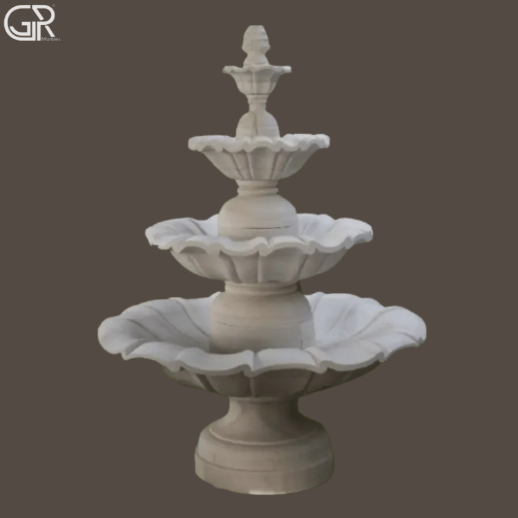 Marble White 3 Tier Water Fountain, 6ft