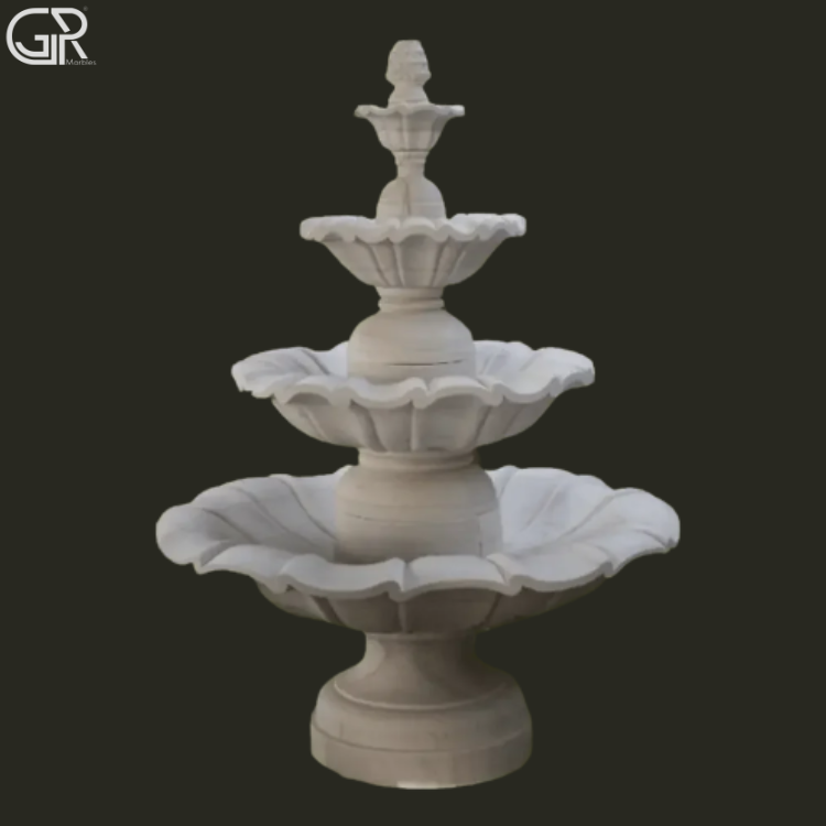 Marble White 3 Tier Water Fountain, 6ft