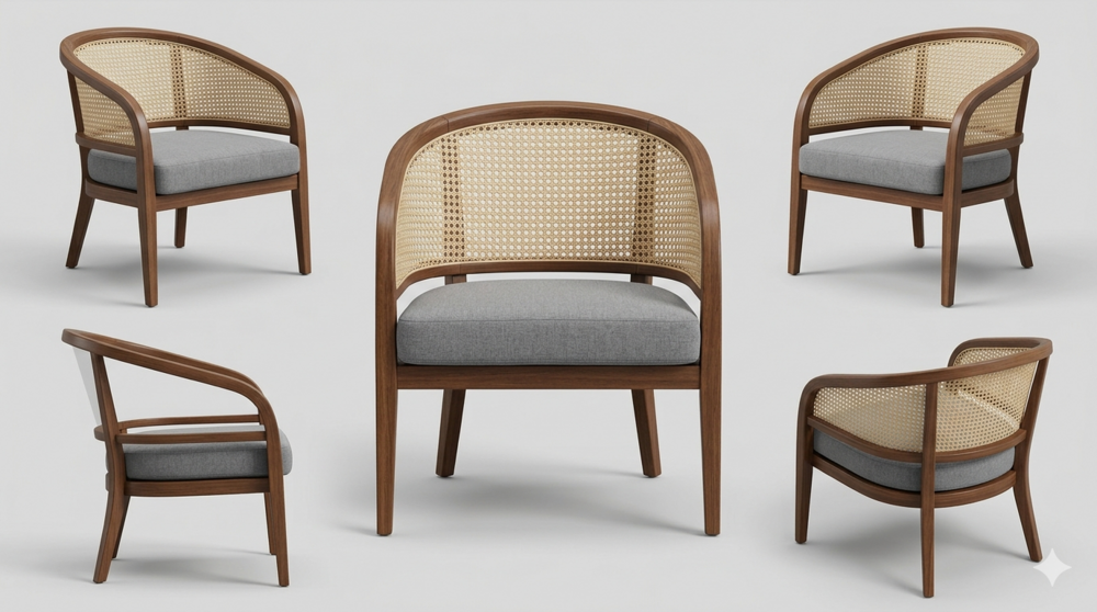Wooden cane chair