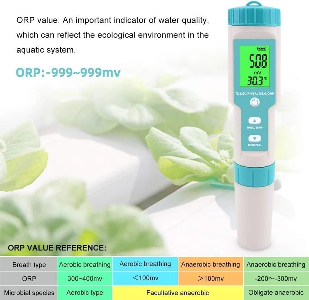 True Sense PH/TDS/EC/ORP/S.G/Salinity/Temperature Water Quality Tester with Electrode, 7 in 1