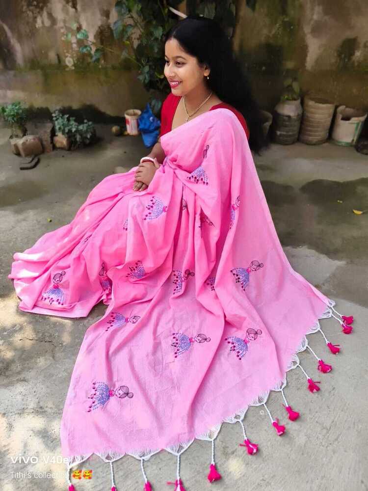 Light Color Khadi Cotton Saree