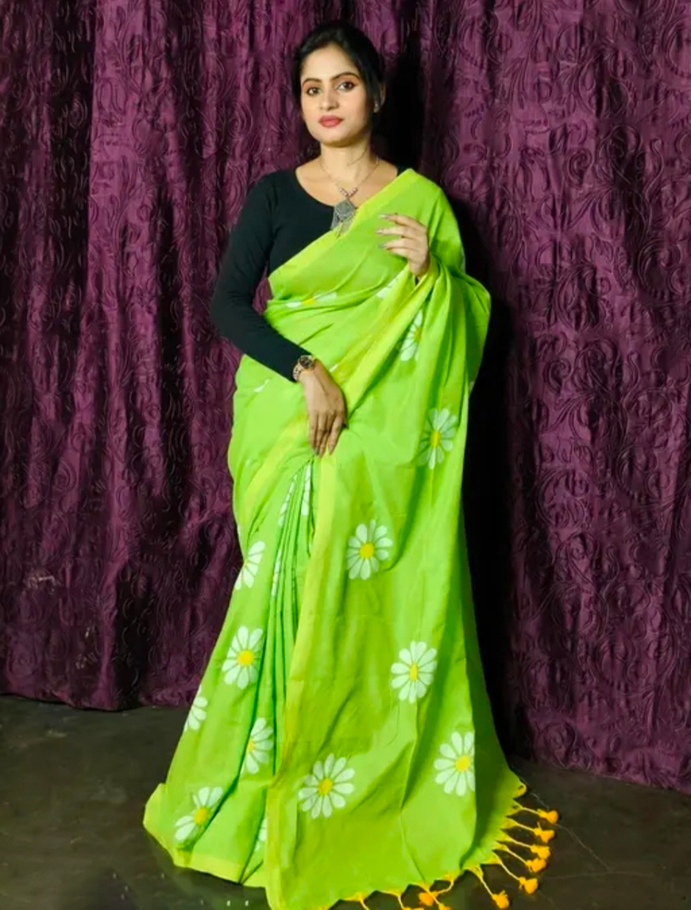 Light Green Color Khadi Cotton Saree