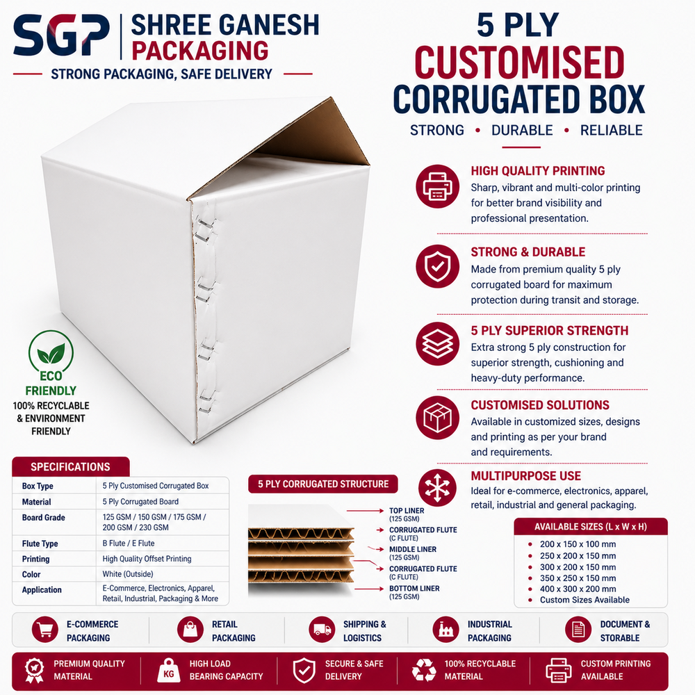 5 Ply Universal Corrugated white Customised Box