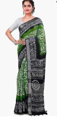 Green Color Linen Batik Saree