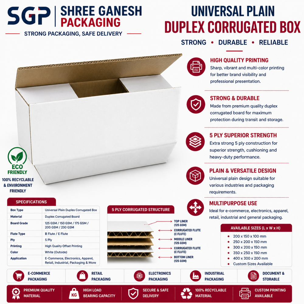 Universal Plain Duplex Corrugated Box