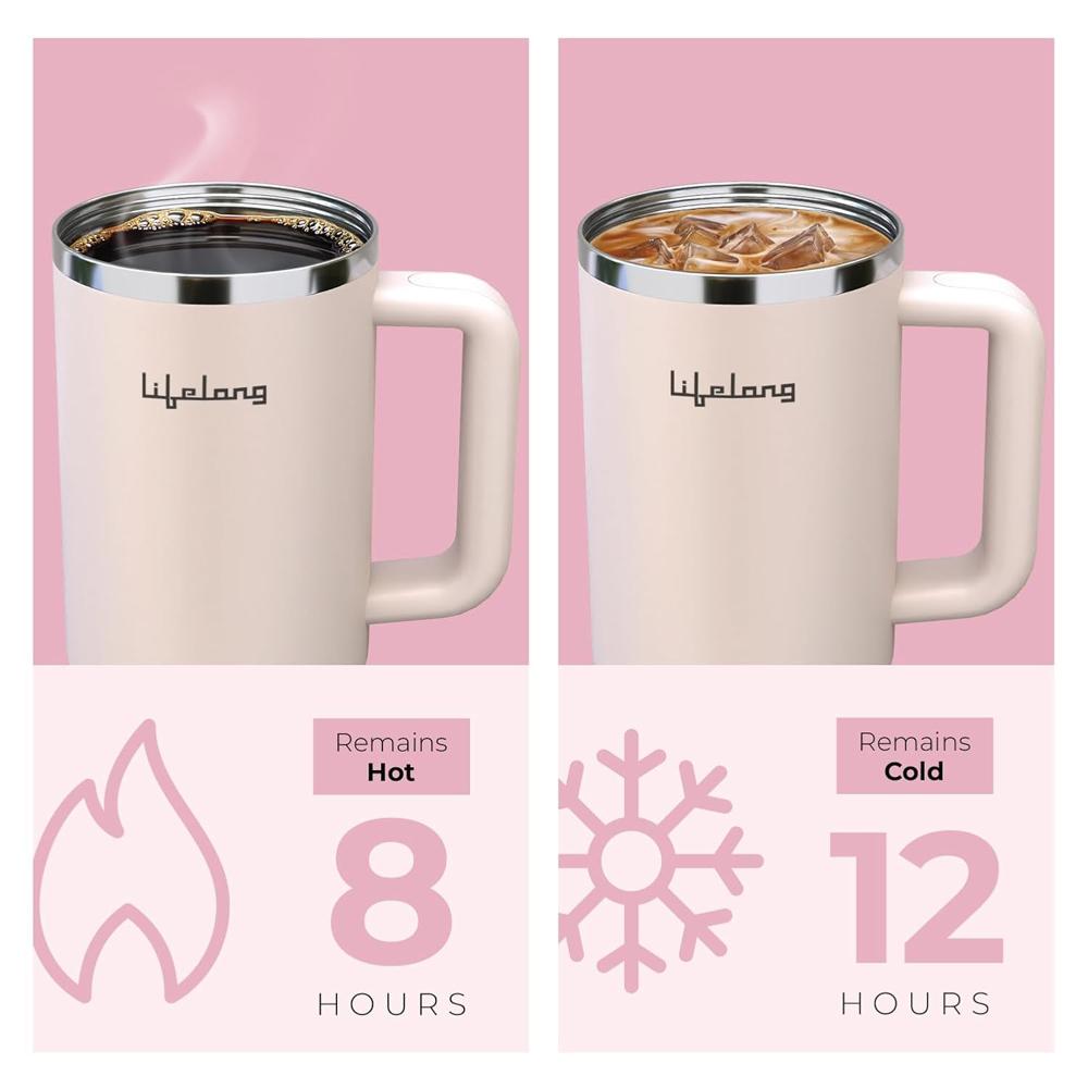 Lifelong Double-Walled Vacuum Insulated Tumbler with Unbreakable Tritan Lid 1200ml |Keeps Drinks Hot for 8 Hours & Cold for 12 Hours | Durable Stainless(LLTBR01)