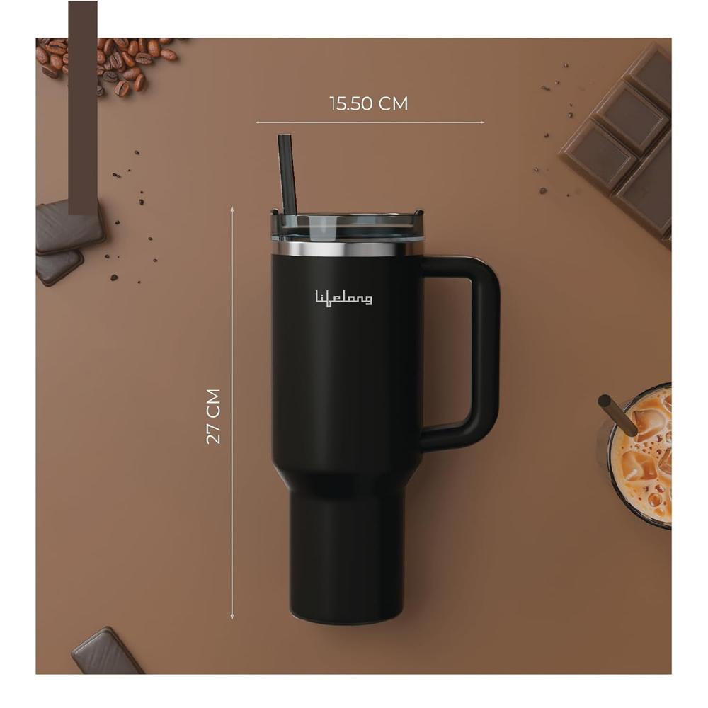 Lifelong Double-Walled Vacuum Insulated Tumbler with Unbreakable Tritan Lid 1200ml | Keeps Drinks Hot for 5 Hours & Cold for 9 Hours | Recycled Stainless Steel