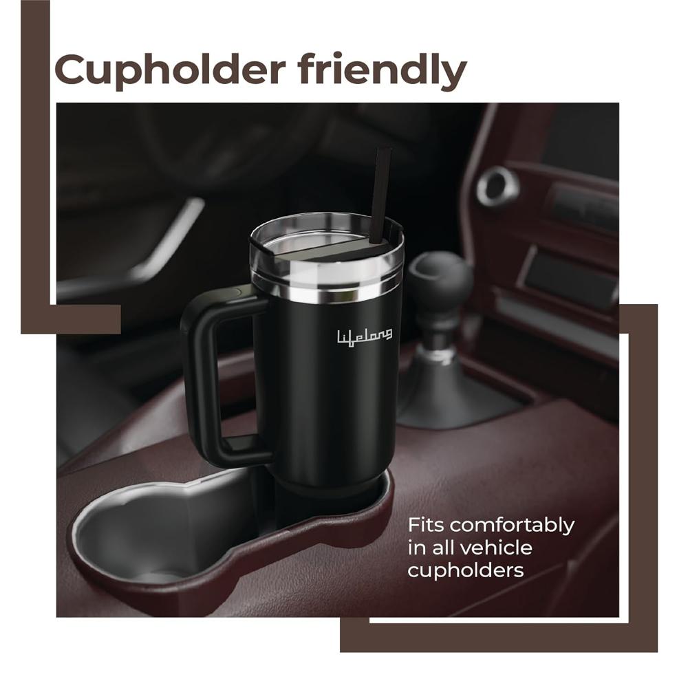 Lifelong Double-Walled Vacuum Insulated Tumbler with Unbreakable Tritan Lid 1200ml | Keeps Drinks Hot for 5 Hours & Cold for 9 Hours | Recycled Stainless Steel