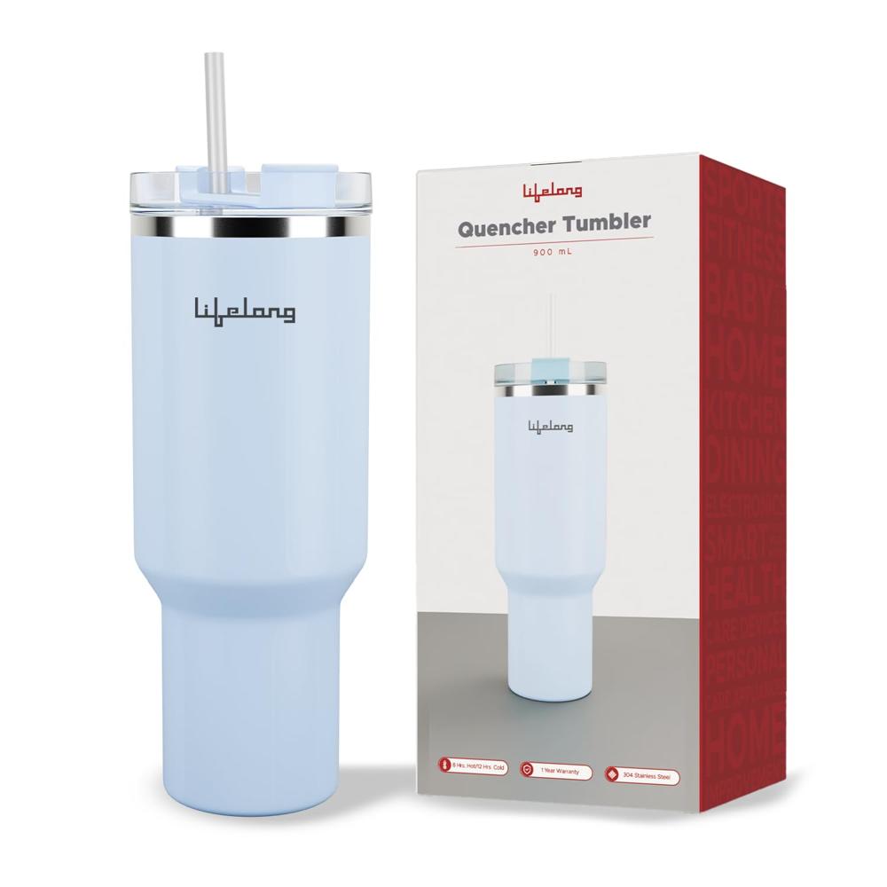 Lifelong Double-Walled Vacuum Insulated Tumbler with Lid & Straw 900ml | Keeps Drinks Hot for 8 Hours & Cold for 12 Hours (LLTBR04)