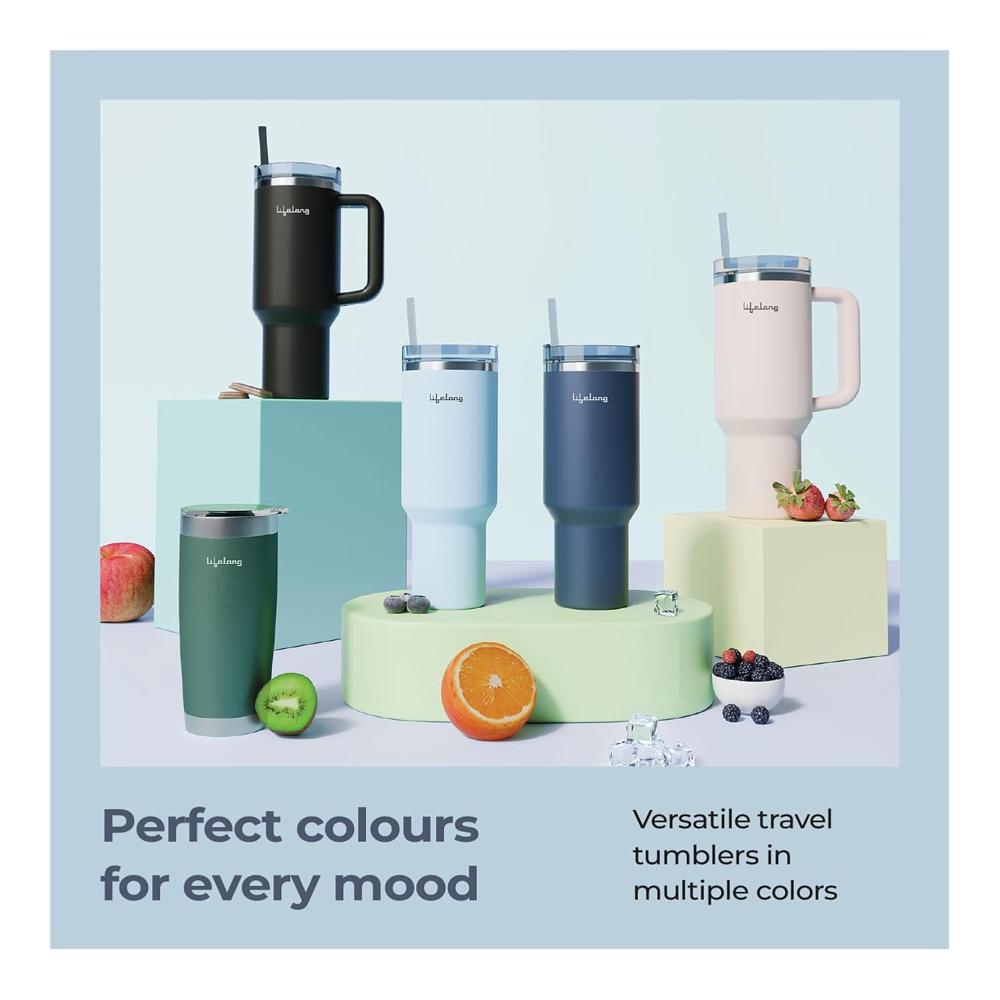 Lifelong Double-Walled Vacuum Insulated Tumbler with Lid & Straw 900ml | Keeps Drinks Hot for 8 Hours & Cold for 12 Hours (LLTBR04)