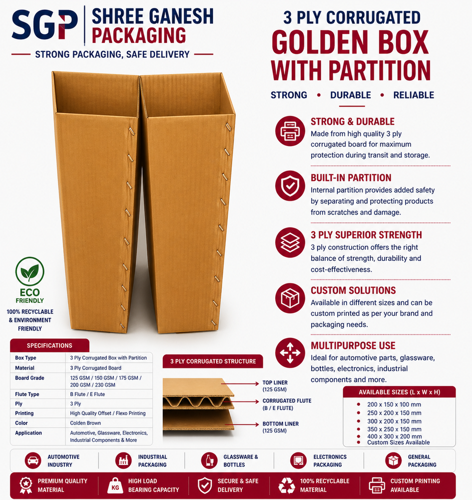 3 Ply Corrugated Golden B0x with Partition