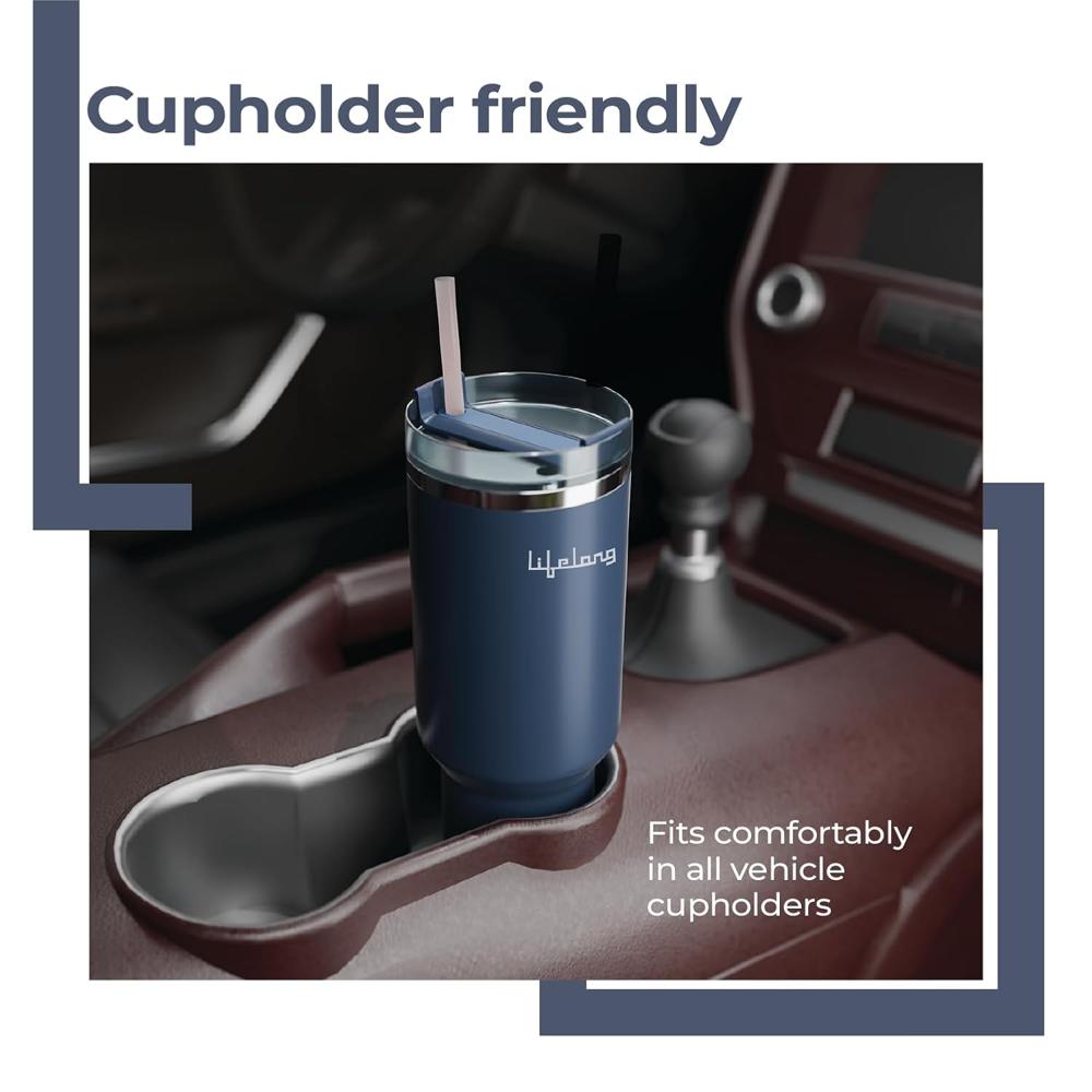 Lifelong Double-Walled Vacuum Insulated Tumbler with Lid & Straw 900ml | Keeps Drinks Hot for 8 Hours & Cold for 12 Hours |(LLTBR05)