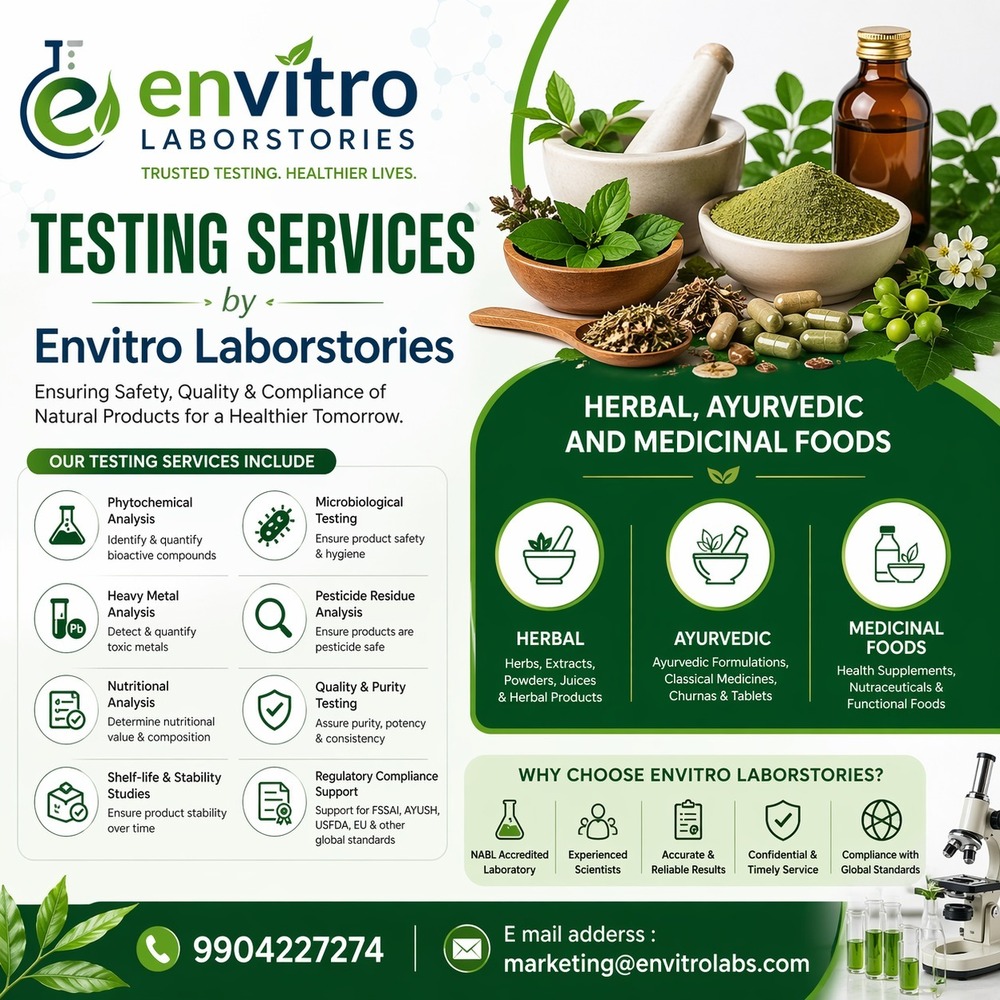 Herbal, Ayurvedic & Medicinal Foods Testing सेवाएं