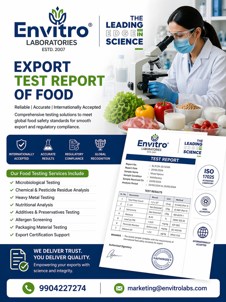 Export Test Report of Food