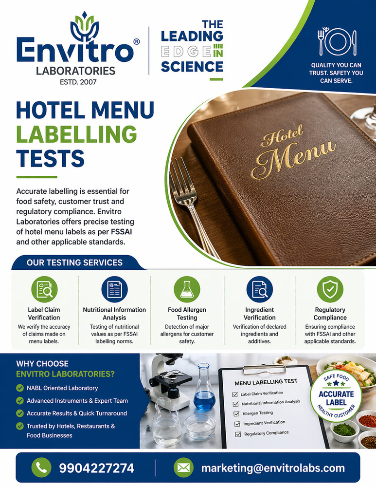 Hotel Menu Labelling Testing Service