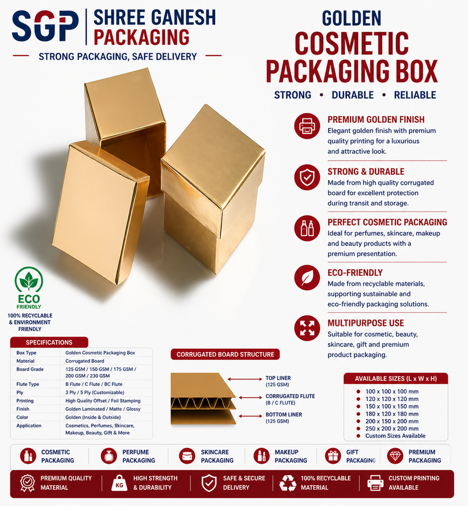 Golden Cosmetic Packaging Box
