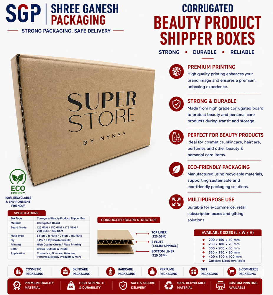 Corrugated Beauty Product Shipper Boxes