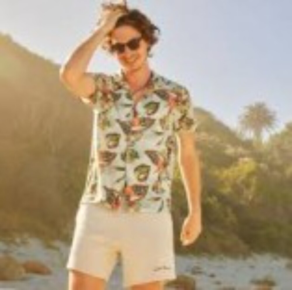 Mens Beach Wear Beige Shirt