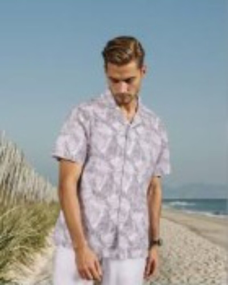 Mens Beach Wear Beige Shirt