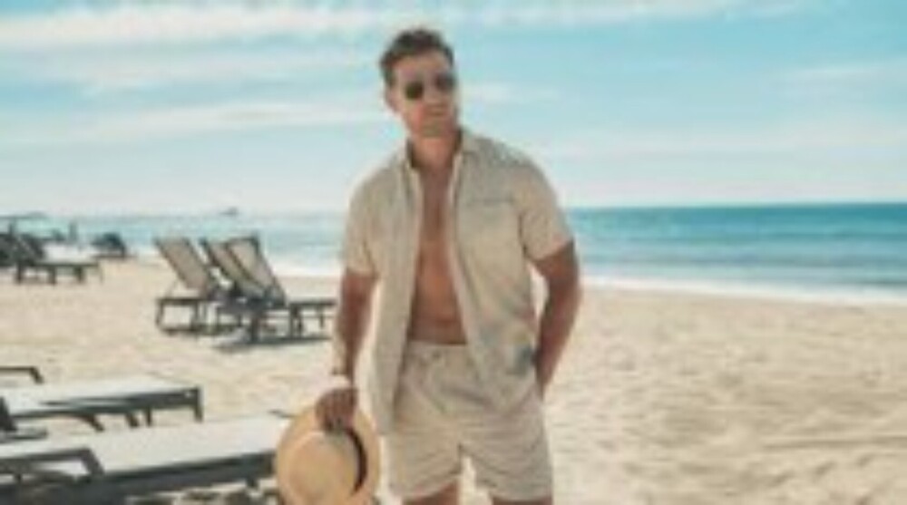 Mens Beach Wear Beige Shirt