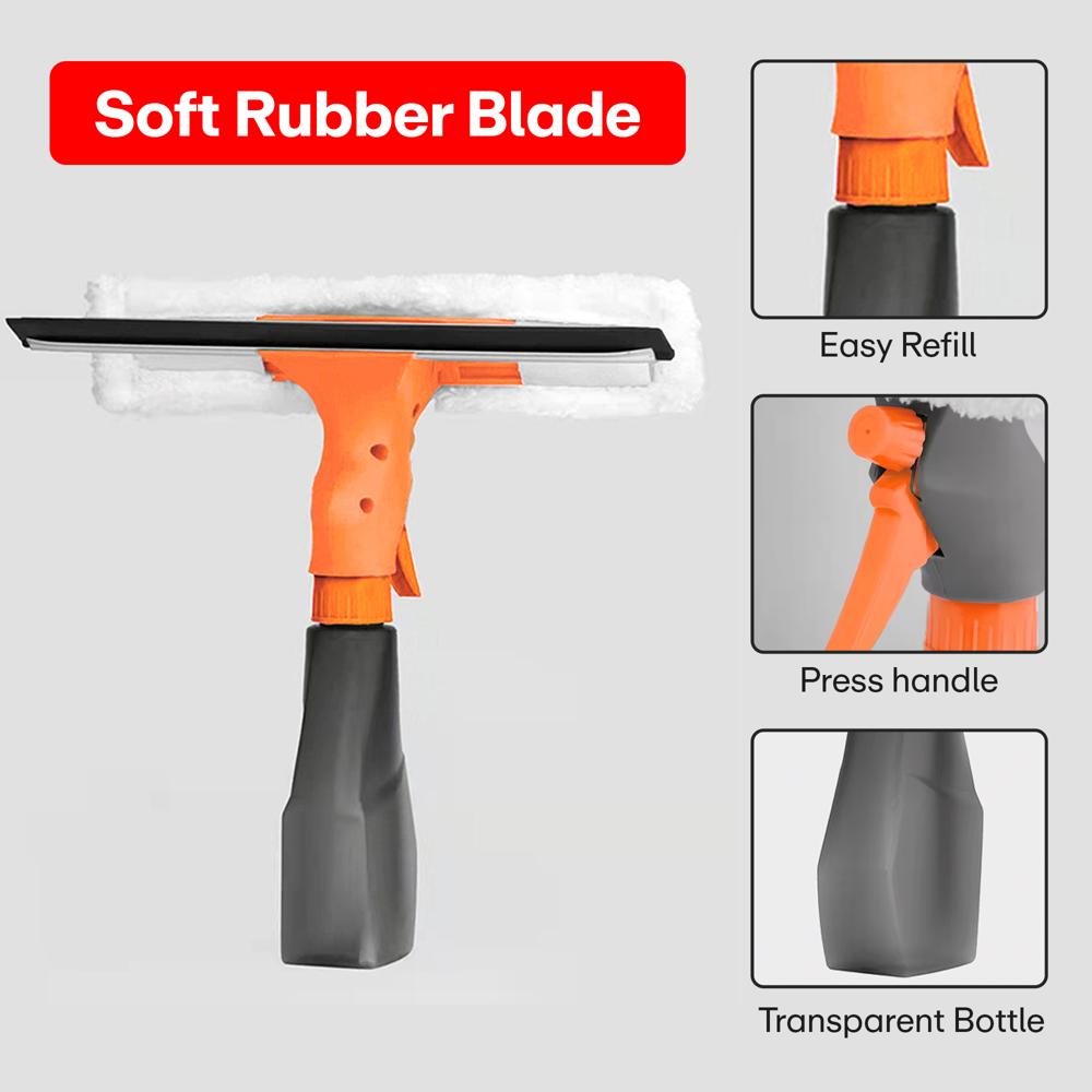 Prime Pick 3 in 1 Glass Window Cleaner Tool with Spray Bottle