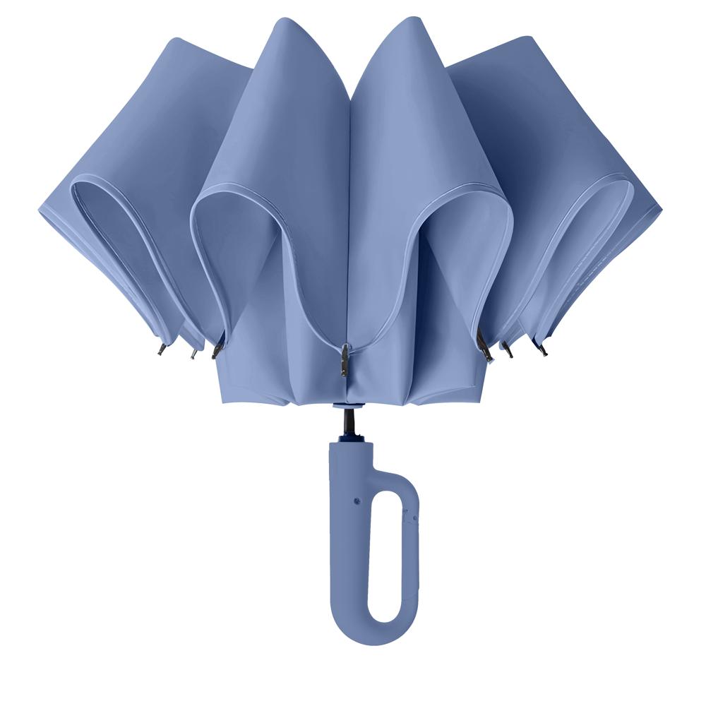 Prime Pick Compact Travel Umbrella With Reflective Strip  Light Blue