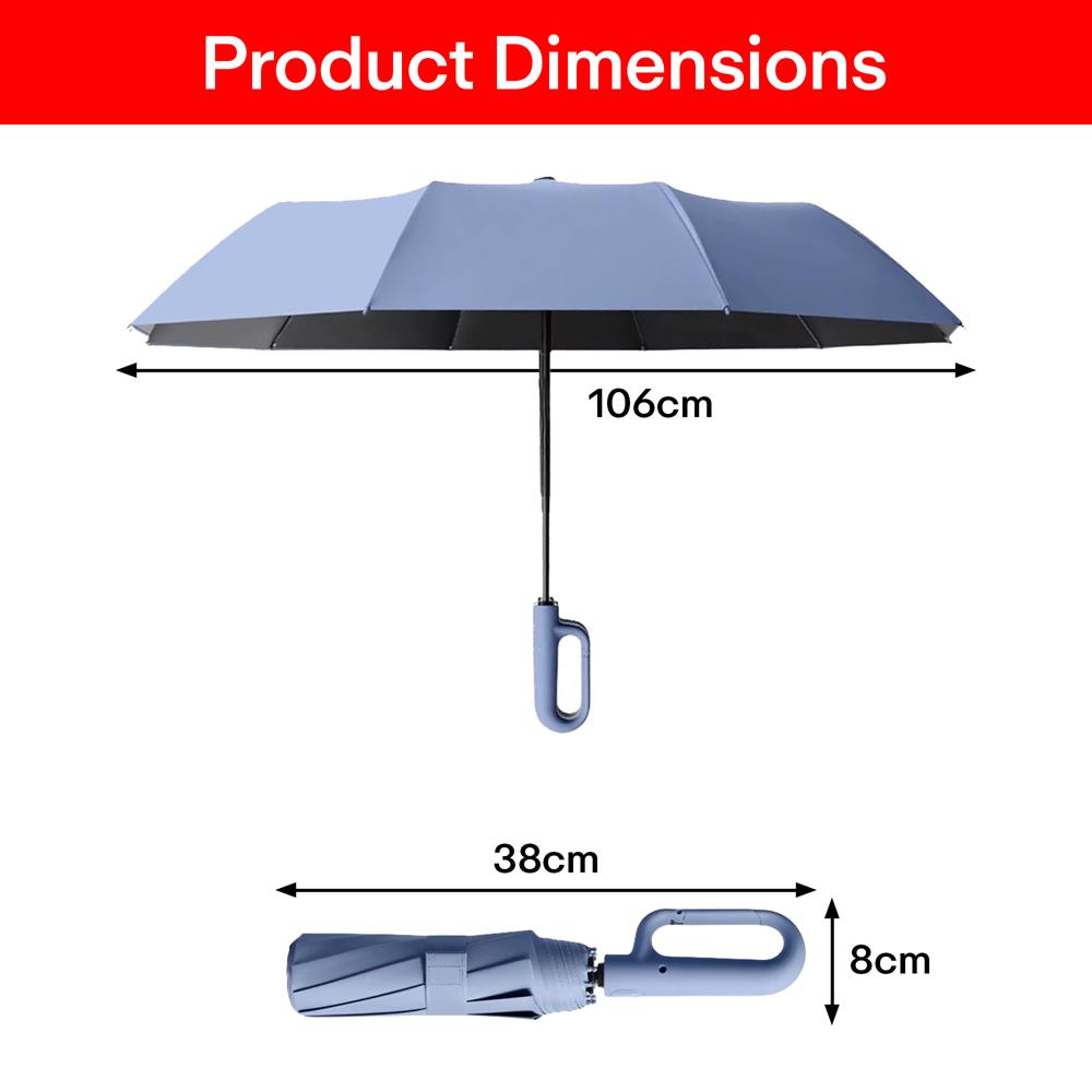 Prime Pick Compact Travel Umbrella With Reflective Strip  Light Blue