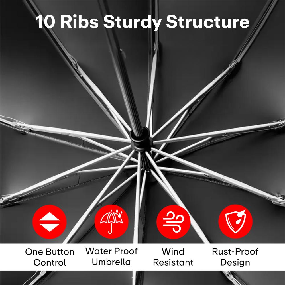 Prime Pick Compact Travel Umbrella With Reflective Strip  Light Blue