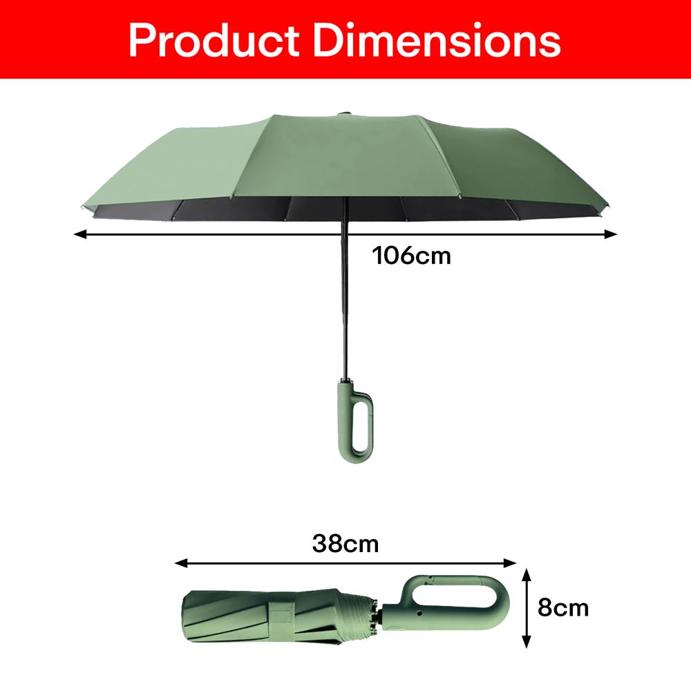 Prime Pick Compact Travel Umbrella With Reflective Strip   Light Green