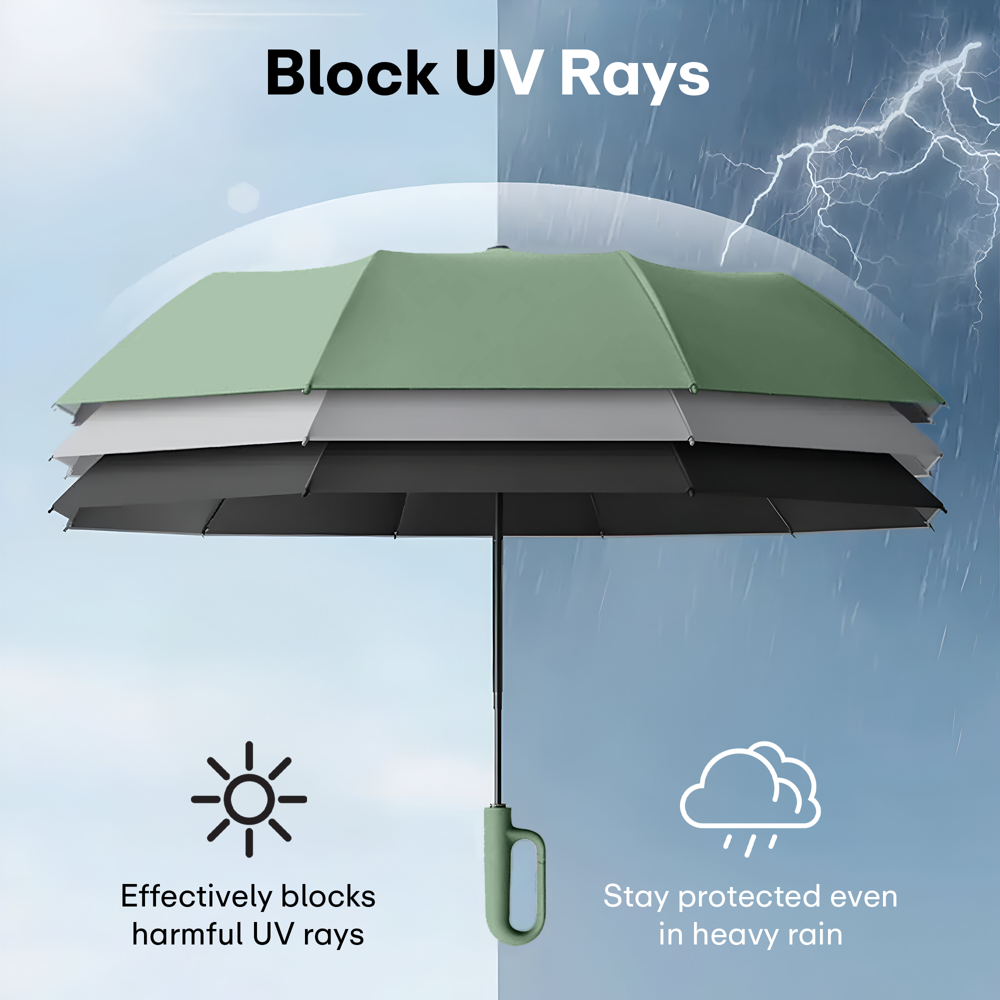 Prime Pick Compact Travel Umbrella With Reflective Strip   Light Green
