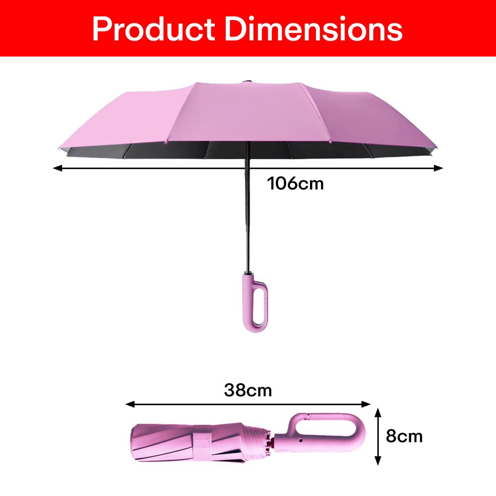 Prime Pick Compact Travel Umbrella With Reflective Strip  Pink