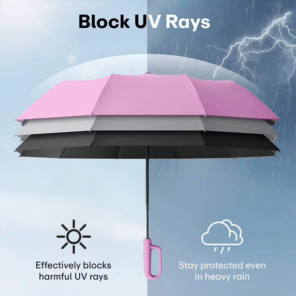 Prime Pick Compact Travel Umbrella With Reflective Strip  Pink