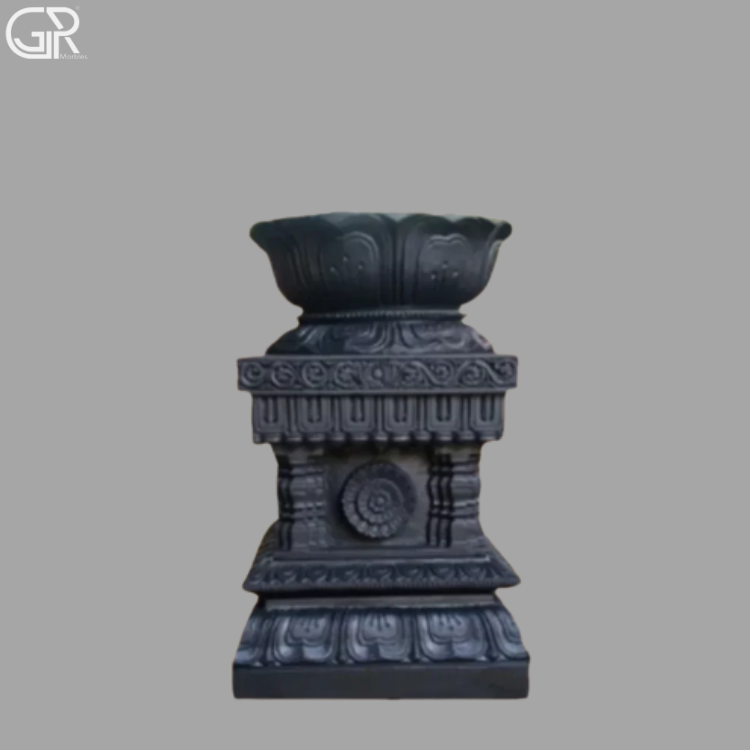 Black Marble Tulsi Pot