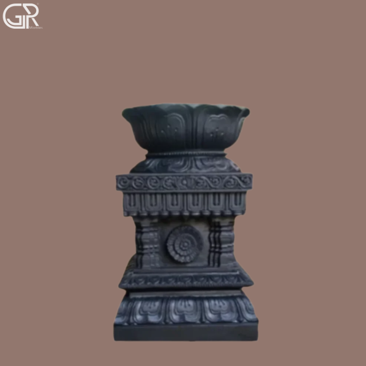 Black Marble Tulsi Pot