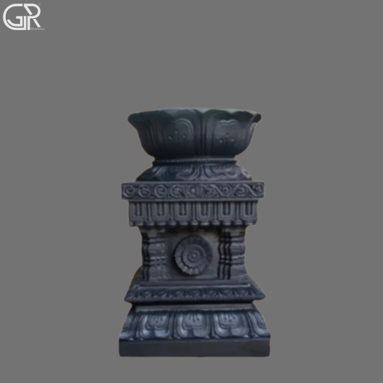 Black Marble Tulsi Pot