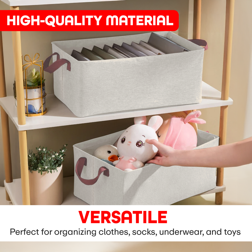 Prime Pick XL Oxford Cloth Organizer Durable Foldable Storage Box with Metal Frame  Beige