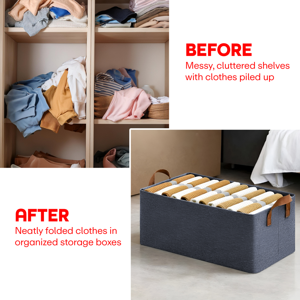 Prime Pick XL Oxford Cloth Organizer Durable Foldable Storage Box with Metal Frame   Blue