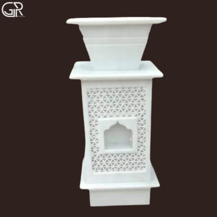 White Marble Tulsi Planter
