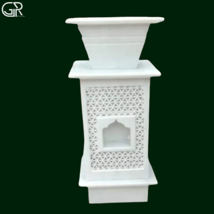 White Marble Tulsi Planter