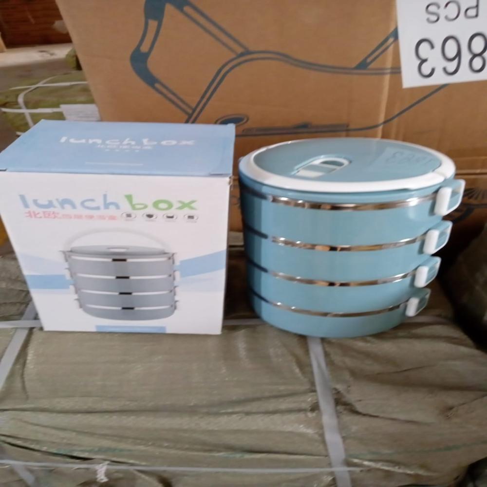 Multi Layer Stainless Steel Hot Lunch Box (4 Layer) - Color: Mix