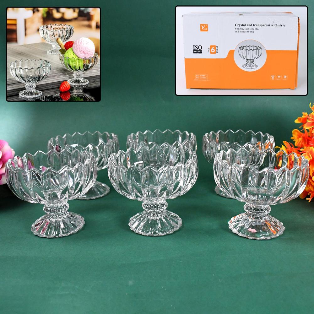 Glass Ice Cream Bowls Glass Dessert Cups For Sundae (6 Pcs / 120Ml) - Color: Mix