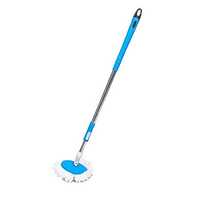 Cleaning Mop - Plastic Handle 120 Cm, Blue White, Cotton Twist Head, Ergonomic Non-slip Grip