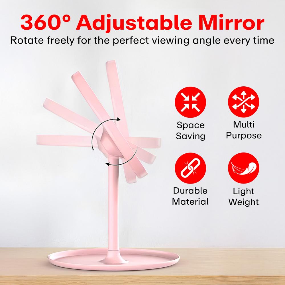Prime Pick Non-LED Makeup Mirror  Pink