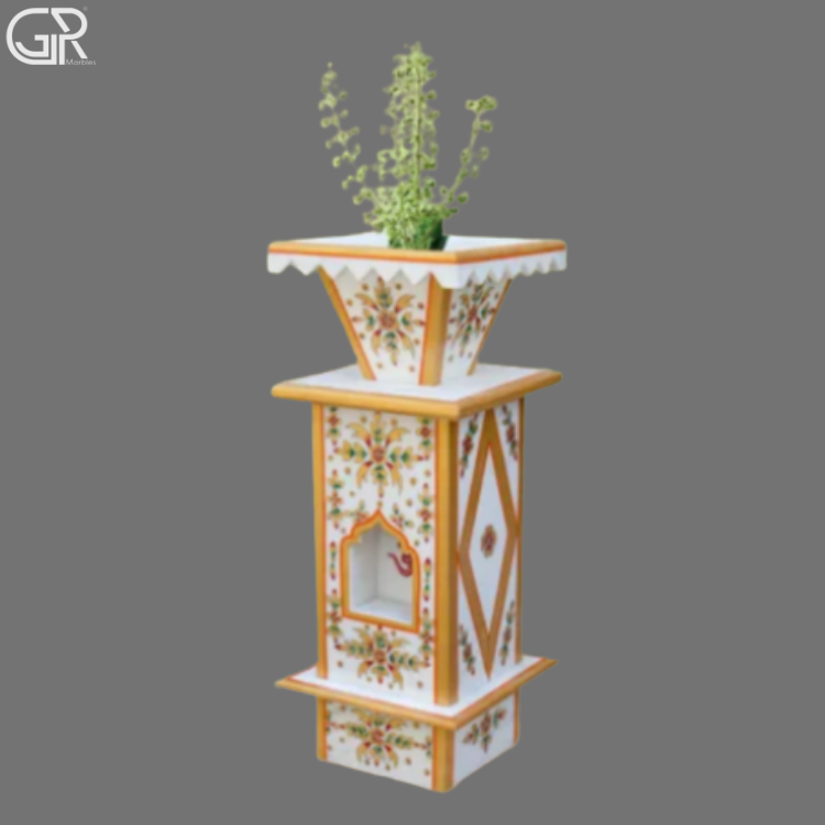 Marble Embossed Tulsi Planter