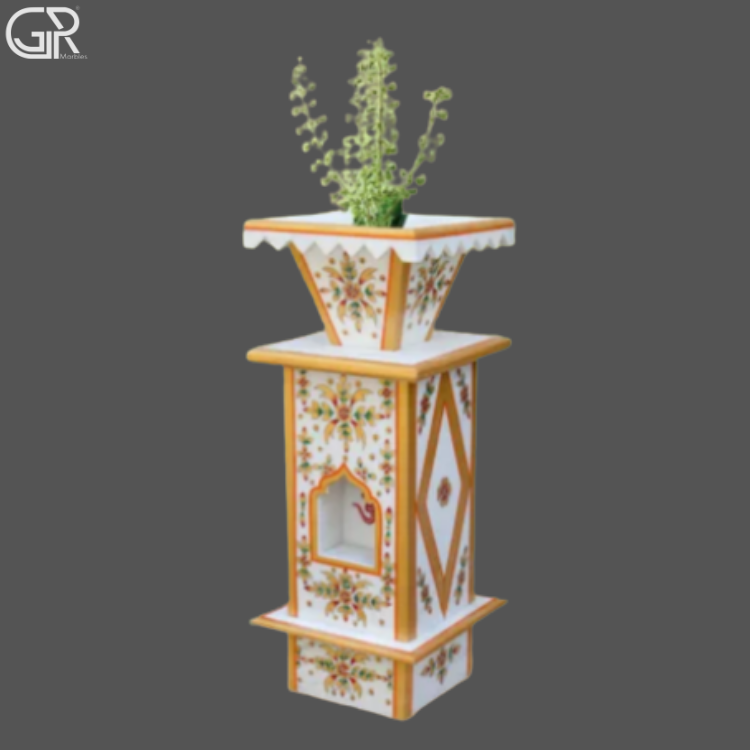 Marble Embossed Tulsi Planter