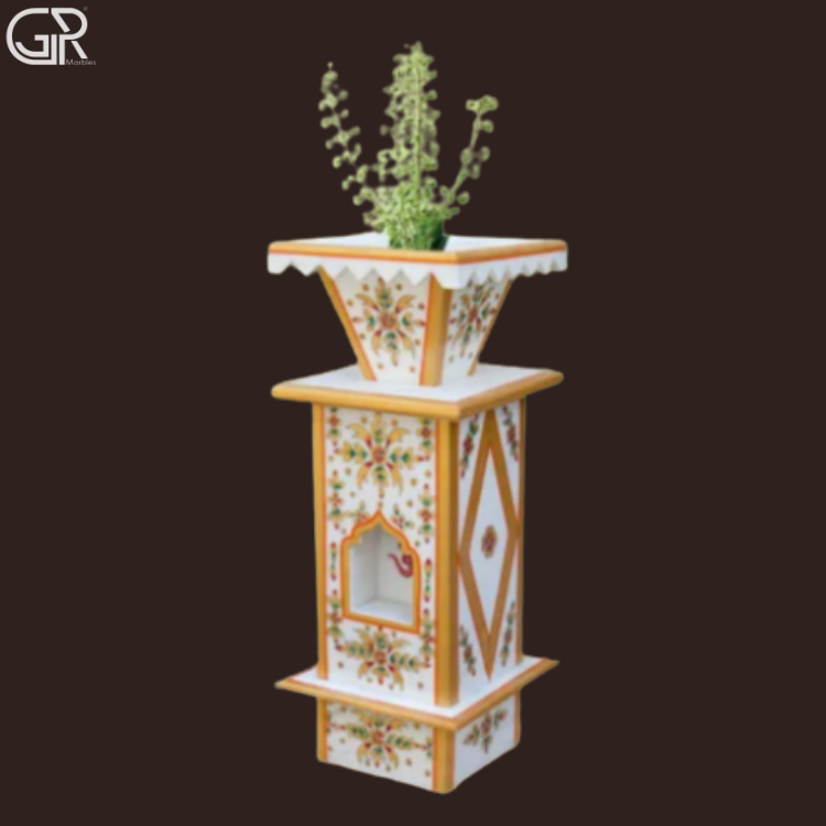 Marble Embossed Tulsi Planter