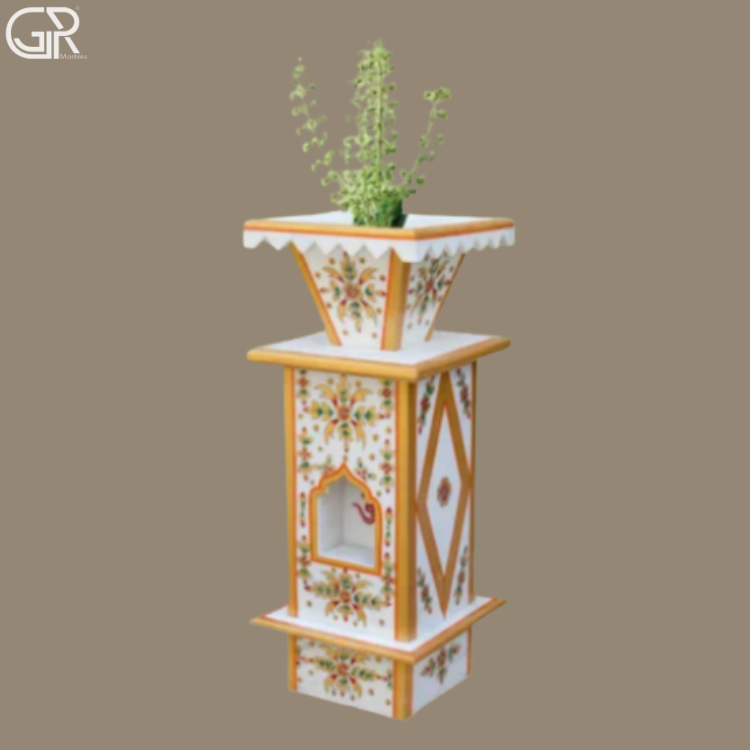 Marble Embossed Tulsi Planter